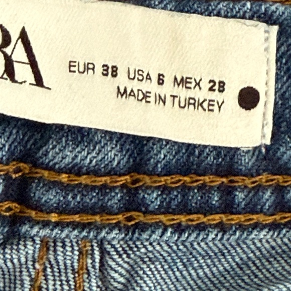 Zara Size 6 Marine High Rise Wide Leg Raw Hem Jeans - Picture 8 of 14